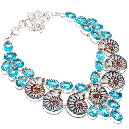 Natural ammonite fossil - ammonite, topaz