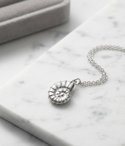 Ammonite necklace fossil - necklace,