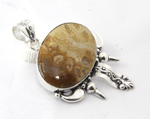 Fossil coral gemstone handmade - fossil,