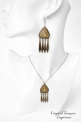 Vintage fossil stone necklace - fossil,