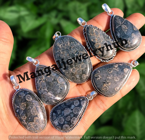 Black fossil coral gemstone - black,
