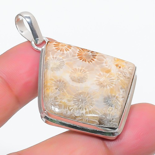 Fossil coral pendant inch - coral,
