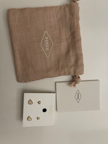 Fossil jewellery gold studs - gold,