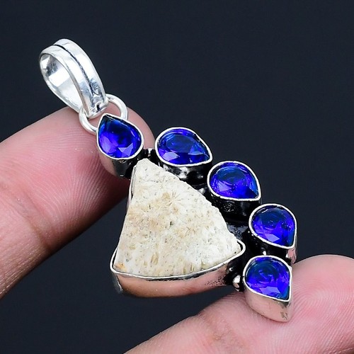 Fossil coral blue - coral,, topaz